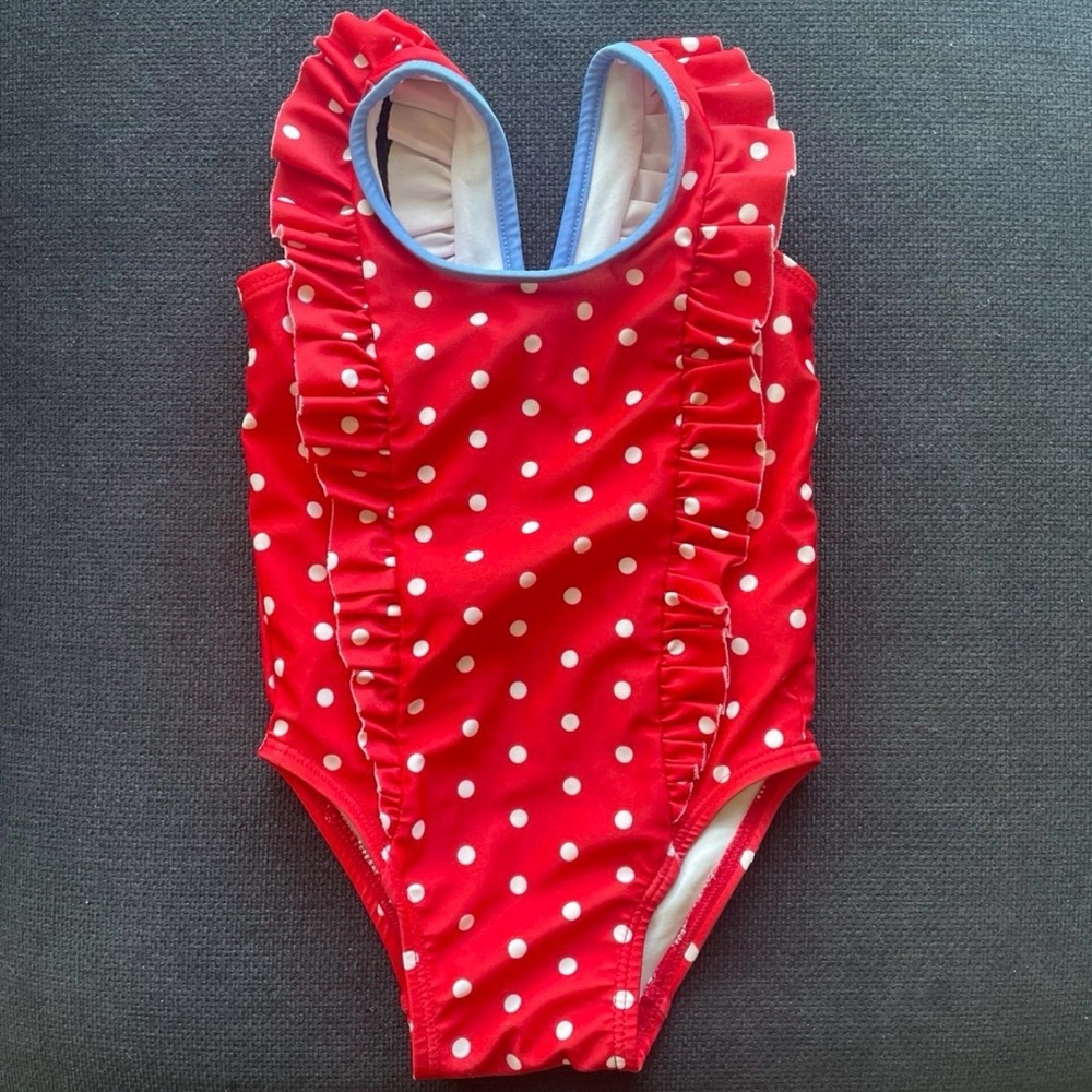 GAP Red and White Polka Dot Kids Swim One Piece